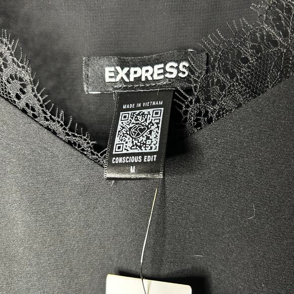 NWT Express Y2K Lace Trim Babydoll Tank Camisole Women’s Black Witchy 90s Dainty - Picture 8 of 8